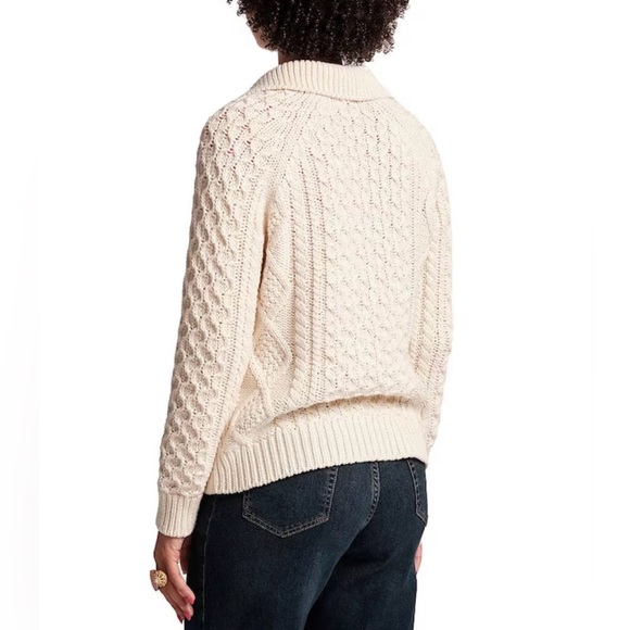 Frances Valentine Pima Cotton Button Front Long Sleeve Fisherman Cardigan Size L - Picture 2 of 11